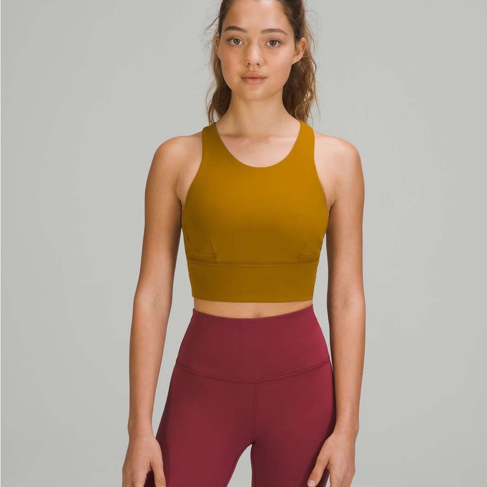 Lulu Lemon Wunder Train Longline Bra - Gold Spice